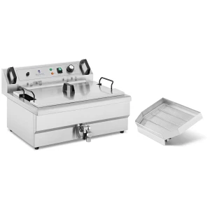 Cukrárska fritéza - 23 l - 3000 W - vypúšťací kohútik - Royal Catering 10012009