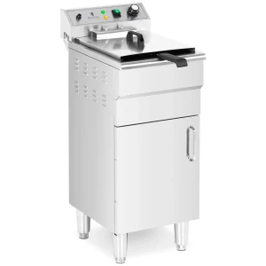 Royal Catering Elektrická fritéza - 16 l - 5 000 W - 400 V - výpustný kohút - studená zóna - so spodnou skriňou 10012012