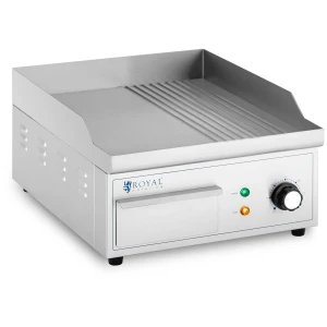 Royal Catering Elektrická grilovacia doska - 360 x 380 mm - vrúbkovaná + hladká - 2 000 W 10012027