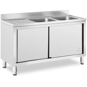 DrezovÃ¡ skrinka - 2 umÃ½vadlÃ¡ - Royal Catering - nehrdzavejÃºca oceÄ¾ - 140 x 70 cm 10012134