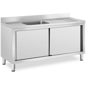 Drezová skriňa - 1 drez - Royal Catering - Nehrdzavejúca oceľ - 160 x 60 cm 10012135