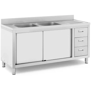 DrezovÃ¡ skriÅa - 2 drezy - Royal Catering - uÅ¡Ä¾achtilÃ¡ oceÄ¾ - 160 x 60 cm 10012137