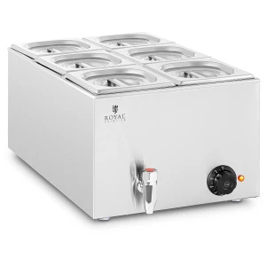 Royal Catering Bain Marie - 600 W - 6 GN 1/6 - vypúšťací kohútik 10012620