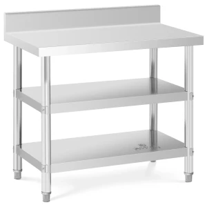 Royal Catering Pracovný stôl z nehrdzavejúcej ocele - 100 x 60 x 16,5 cm - 500 kg - 2 police 10012680