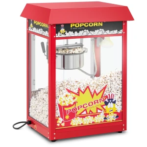 Stroj na popcorn - retro dizajn - 195 °C (sladký) / 235 °C (slaný) - červený - Royal Catering - 5 kg/h 10012716