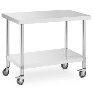 Nerezový stôl s kolieskami - PREMIUM - 60 x 100 cm - 155 kg - Royal Catering 10012802