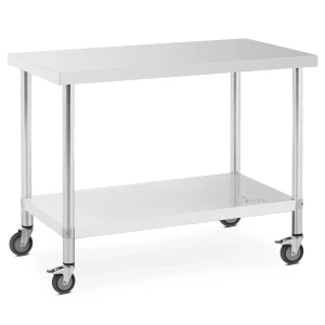 Nerezový stôl s kolieskami - PREMIUM - 60 x 120 cm - 158 kg - Royal Catering 10012804