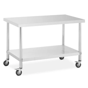 Nerezový stôl s kolieskami - PREMIUM - 70 x 120 cm - 158 kg - Royal Catering 10012805