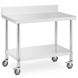 PracovnÃ½ stÃ´l z uÅ¡Ä¾achtilej ocele s kolieskami - PREMIUM - 60 x 100 cm - 155 kg - s lemom - Royal Catering 10012808