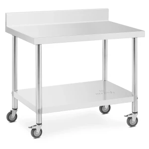 PracovnÃ½ stÃ´l z uÅ¡Ä¾achtilej ocele s kolieskami - PREMIUM - 70 x 100 cm - 155 kg - s lemom - Royal Catering 10012809