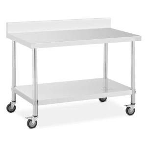 PracovnÃ½ stÃ´l z uÅ¡Ä¾achtilej ocele s kolieskami - PREMIUM - 70 x 120 cm - 158 kg - s lemom - Royal Catering 10012811