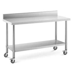 Nerezový stôl s kolieskami - PREMIUM - 60 x 150 cm - 160 kg - stojan - Royal Catering 10012812