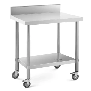PracovnÃ½ stÃ´l z uÅ¡Ä¾achtilej ocele s kolieskami - PREMIUM - 60 x 80 cm - 135 kg - s lemom - Royal Catering 10012814