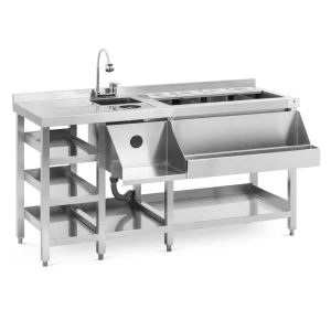Royal Catering Koktailová stanica - s vedrom na ľad, 4 nádobami GN 1/9, umývačkou skla a držiakom na fľaše 10013121