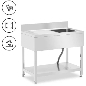 DrezovÃ½ stÃ´l - 1 misa - nehrdzavejÃºca oceÄ¾ - 100 x 60 cm - Royal Catering 10013156