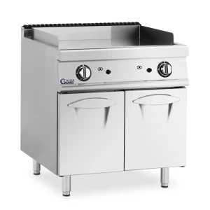 Plynová grilovacia platňa - 12 kW - hladká - 50-300 °C - propán / LPG / zemný plyn - podstavná skriňa - Royal Catering 10013400