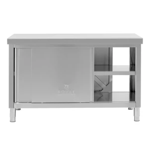 Pracovná skrinka z ušľachtilej ocele s priechodkou - ECO - 140 x 70 cm - 500 kg - Royal Catering 10013445