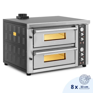 Elektrická pec na pizzu - 4+4 x 33 cm - 2 komory - 8400 W - 400 V - šamot - Royal Catering 10013503