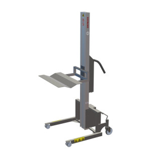 Podnośnik HOVMAND z platformą Wave do rolek o masie do 50 kg, wysokość podnoszenia 1242 mm, udźwig 80 kg