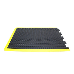 COBA Mata przeciwzmęczeniowa Bubblemat Safety, element końcowy, szer. x gł. 600 x 900 mm, kolor czarny/żółty
