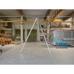 Statyw aluminiowy D-500/EN795, długość kolumny min. /maks. 1.500/2500 mm, nośność 500 kg, z płytami gumowymi i łańcuchem zabezpieczającym