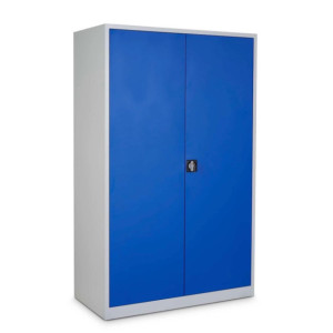 Szafa z drzwiami skrzydłowymi HEMMDAL HF-ST, 5 poziomów, wys. x szer. x gł. 1950 x 920 x 600 mm, półki powlekane proszkowo, kolor jasnoszary/niebieski gencjanowy