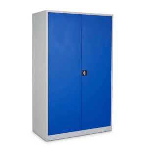 Szafa z drzwiami skrzydłowymi HEMMDAL HF-ST, 5 poziomów, wys. x szer. x gł. 1950 x 1200 x 420 mm, półki powlekane proszkowo, kolor jasnoszary/niebieski gencjanowy