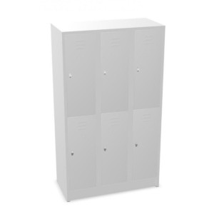Szafa garderobiana z ławką HEMMDAL HG-SB-2, zamek z ryglem obrotowym, 2 poziomy, 6 komór, wys. x szer. x gł. 1800 x 900 x 500 mm, kolor jasnoszary