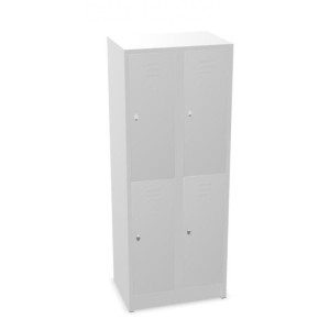 Szafa garderobiana z ławką HEMMDAL HG-SB-2, zamek z ryglem obrotowym, 2 poziomy, 4 komory, wys. x szer. x gł. 1800 x 600 x 500 mm, kolor jasnoszary