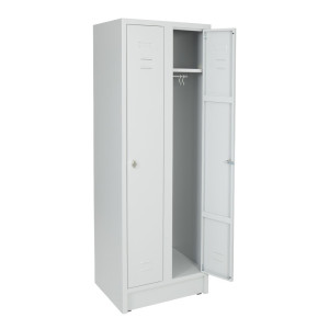Szafa garderobiana z ławką HEMMDAL HG-SB-1, zamek z ryglem obrotowym, 2 komory, wys. x szer. x gł. 1800 x 600 x 500 mm, kolor jasnoszary
