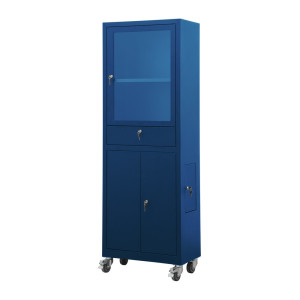 Mobilna szafa komputerowa HEMMDAL HCS-1, wys. x szer. x gł. 1750 x 650 x 550 mm, kolor niebieski gencjanowy
