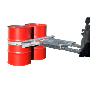 Bauer® chwytak do beczek FK-II do stalowych beczek ze szpuntem, stalowych beczek z pokrywą i beczek z obręczą toczną, osprzęt do wózka widłowego, udźwig 500 kg, cynkowany ogniowo