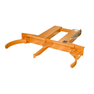Bauer® chwytak do beczek FK-I do stalowych beczek ze szpuntem, stalowych beczek z pokrywą i beczek z obręczą toczną, osprzęt do wózka widłowego, udźwig 500 kg, lakierowany, żółtopomarańczowy
