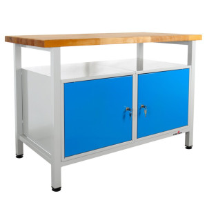 Ława warsztatowa Steinbock® Premium, 1 x półka, 2 x drzwi, udźwig 300 kg, wys. x szer. x gł. 840 x 1200 x 600 mm, RAL 7035/5012