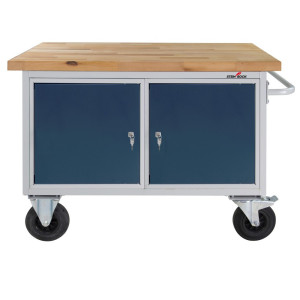 Mobilna ława warsztatowa Steinbock® Motion, 2 x drzwi, udźwig 500 kg, wys. x szer. x gł. 827 x 1300 x 600 mm, RAL 7035/7016