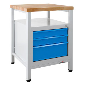 Ława warsztatowa Steinbock® Premium, 1 x półka, 3 x szuflada, udźwig 300 kg, wys. x szer. x gł. 840 x 600 x 600 mm, RAL 7035/5012