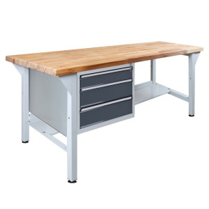 Ława warsztatowa Steinbock® Pro, 3 x szuflada, 1 x półka, udźwig 500 kg, wys. x szer. x gł. 850 x 1500 x 750 mm, RAL 7035/7016
