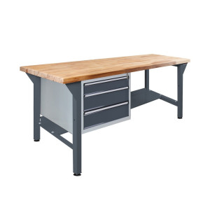 Ława warsztatowa Steinbock® Pro, 3 x szuflada, 1 x półka, udźwig 500 kg, wys. x szer. x gł. 850 x 1500 x 750 mm, RAL 7016