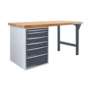 Ława warsztatowa Steinbock® Pro, 6 x szuflada, udźwig 500 kg, wys. x szer. x gł. 850 x 1500 x 750 mm, RAL 7016