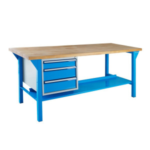 Ława warsztatowa Steinbock® Pro, 3 x szuflada, 1 x półka, udźwig 500 kg, wys. x szer. x gł. 850 x 2000 x 750 mm, RAL 5012
