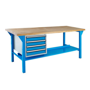 Ława warsztatowa Steinbock® Pro, 4 x szuflada, 1 x półka, udźwig 500 kg, wys. x szer. x gł. 850 x 1500 x 750 mm, RAL 5012
