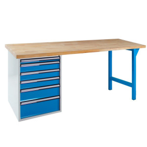 Ława warsztatowa Steinbock® Pro, 6 x szuflada, udźwig 500 kg, wys. x szer. x gł. 850 x 1500 x 750 mm, RAL 5012
