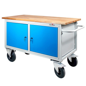 Mobilna ława warsztatowa Steinbock® Motion, 2 x drzwi, udźwig 500 kg, wys. x szer. x gł. 827 x 1300 x 600 mm, RAL 7035/5012