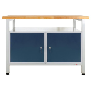 Ława warsztatowa Steinbock® Premium, 1 x półka, 2 x drzwi, udźwig 300 kg, wys. x szer. x gł. 840 x 1200 x 600 mm, RAL 7035/7016