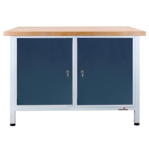 Ława warsztatowa Steinbock® Premium, 2 x drzwi, udźwig 300 kg, wys. x szer. x gł. 840 x 1200 x 600 mm, RAL 7035/7016