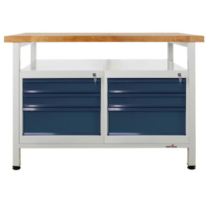 Ława warsztatowa Steinbock® Premium, 1 x półka, 6 x szuflada, udźwig 300 kg, wys. x szer. x gł. 840 x 1200 x 600 mm, RAL 7035/7016