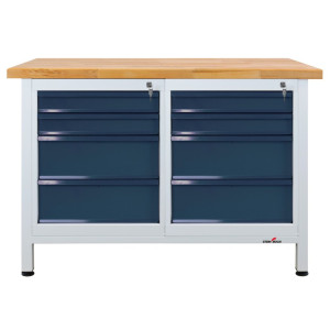 Ława warsztatowa Steinbock® Premium, 8 x szuflada, udźwig 300 kg, wys. x szer. x gł. 840 x 1200 x 600 mm, RAL 7035/7016