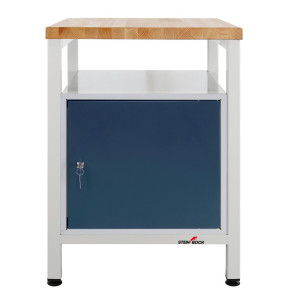 Ława warsztatowa Steinbock® Premium, 1 x półka, 1 x drzwi, udźwig 300 kg, wys. x szer. x gł. 840 x 600 x 600 mm, RAL 7035/7016