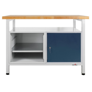 Ława warsztatowa Steinbock® Premium, 1 x półka, 1 x sekcja regału, 1 x drzwi, udźwig 300 kg, wys. x szer. x gł. 840 x 1200 x 600 mm, RAL 7035/7016