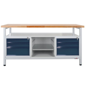 Ława warsztatowa Steinbock® Extra, 1 x półka, 6 x szuflada, 1 x sekcja regału, udźwig 500 kg, wys. x szer. x gł. 840 x 1700 x 600 mm, RAL 7035/7016
